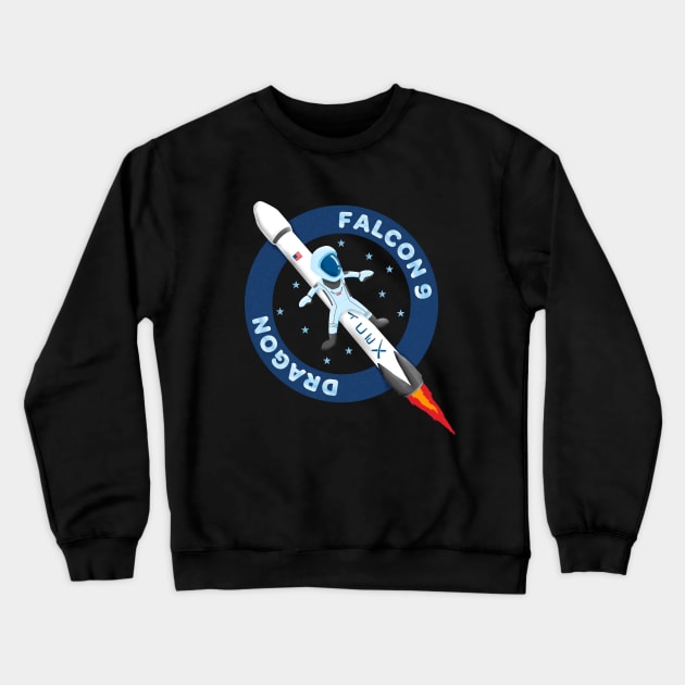 Falcon 9 Dragon Kids Spacex Nasa Crewneck Sweatshirt by W.Pyzel